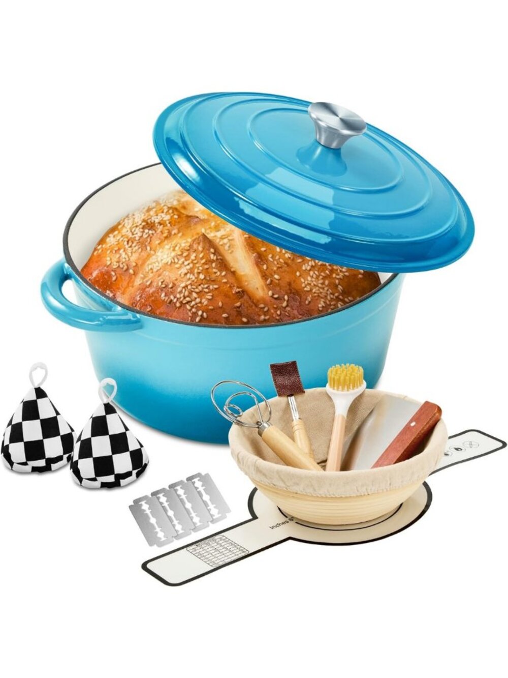 6.5 QT Enameled Cast Iron Dutch Oven with Lid - Perfect for Bread Baking